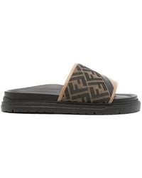 Fendi - Diagonal Ff Jacquard Slides - Lyst