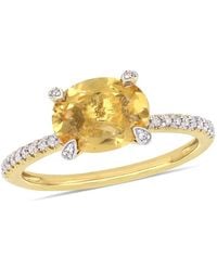 Amour - 1 5/8 Ct Tgw Oval-Cut Citrine And 1/10 Ct Tw Diamond Ring - Lyst