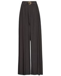 Ferragamo - Belted Wide-Leg Silk Trousers, Brand Size 36 Us - Lyst