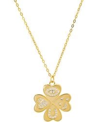 Kylie Harper - 14K Over 'Lucky Charm' Clover Cz Pendant Necklace - Lyst