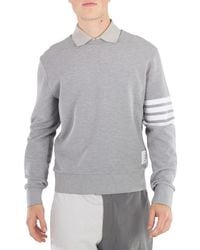 Thom Browne - Light 4-Bar Stripe Sleeve Sweatshirt, Brand Size 2 - Lyst