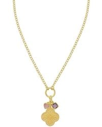 Tresorra - Sterling Plated Flower Cz Charm Necklace - Lyst