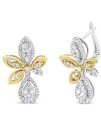 Haus of Brilliance - 14K And 1.00 Cttw Round Pave-Set Diamond Teardrop And Marquise Shape Drop Dangle Earrings (H-I Color, Si1-Si2 Clarity) - Lyst
