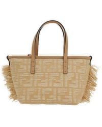 Fendi - Mini Roll Ff Jacquard Fringed Tote Bag - Lyst
