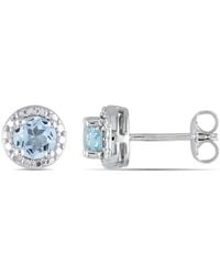 Amour - Topaz Halo Stud Earrings - Lyst