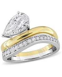 Created Forever - 1 3/4Ct Tw Pear And Round Lab-Grown Diamond Ring - Lyst
