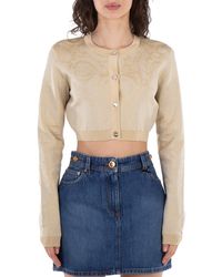 Versace - Barocco Lurex Cropped Cardigan - Lyst