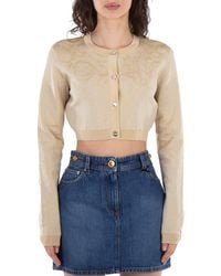 Versace - Barocco Lurex Cropped Cardigan - Lyst