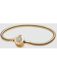 PANDORA - 14K-Plated Moments Sparkling Crown O Snake Chain Bracelet - Lyst