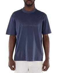 Emporio Armani - Logo Embroidered Lyocell-Blend T-Shirt - Lyst