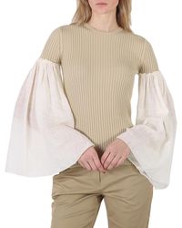 Chloé - Ladies Iconic Milk Ribbed Wool Sweater, Brand Size 40 (Us - Lyst