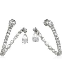 Swarovski - Matrix Pierced Earrings Hoop Rhodium Shiny Crystal - Lyst