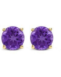 Haus of Brilliance - 14K 5X5Mm Round Amethyst Solitaire Stud Earrings - Lyst