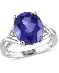 Amour - 7 1/2 Ct Tgw Oval Cut Created Sapphire And Diamond Accent Ring - Lyst