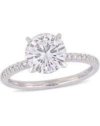 Amour - 2 Ct Dew Created Moissanite And 1/10 Ct Tw Diamond Engagement Ring - Lyst