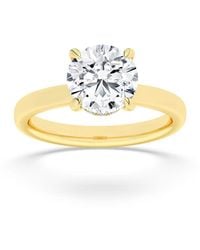 Mure And Co - 2Ctw Round Shaped Lab Grown Diamond (F/Vs) Hidden Halo Plain Shank Engagement Ring - Lyst