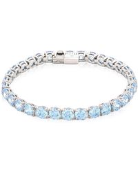 Swarovski - Rhodium Plated Round Cut Matrix Tennis Bracelet - Lyst