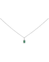 Haus of Brilliance - 10K 5X3Mm Emerald And Diamond Accent Halo Octagonal Shape Pendant Necklace - Lyst