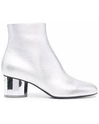 Ferragamo - Mirrored Heel Leather Ankle Boots - Lyst