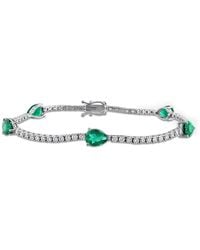 Created Forever - 3 1/2Ct Tgw Pear-Cut Created Emerald And 1 3/5Ct Tw Lab-Grown Diamond Tennis Bracelet - Lyst