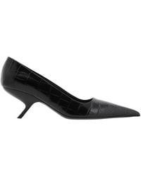 Ferragamo - Ferragamo Eva 55 Croc-Embossed Leather Pumps - Lyst