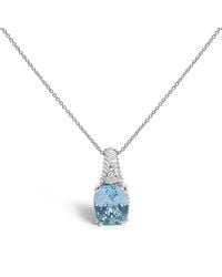 Haus of Brilliance - 925 Sterling Topaz And Diamond Accent Textured Pendant Necklace - Lyst