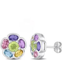 Amour - 3 3/4 Ct Tgw Multi-Gem Floral Stud Earrings - Lyst
