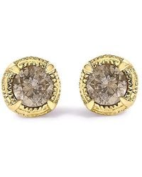 Haus of Brilliance - 14K Plated .925 Sterling 1/4 Cttw Round Diamond Solitaire Milgrain Stud Earrings - Lyst