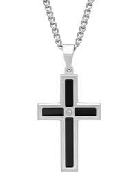 Robert Alton - Diamond Accent Stainless Steel & Resin Cross Pendant - Lyst