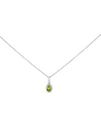 Haus of Brilliance - 10K 5X3Mm Peridot And Diamond Accent Halo Pear Shape Pendant Necklace - Lyst
