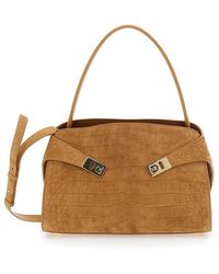 Ferragamo - Ginevra Shoulder Bag With Adjustable Strap And Crocodile-Embossed Effect - Lyst