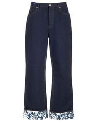 Burberry - Rose-Print Straight-Leg Jeans, Waist - Lyst