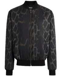 Roberto Cavalli - Viscose Printed Bomber Jacket, Brand Size 50 Us - Lyst