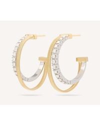 Marco Bicego - 18K Double Hoop Earrings With Diamonds Og412_B_Yw_M5 - Lyst