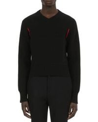 Ferragamo - V-Neck Ribbed-Knit Sweater - Lyst