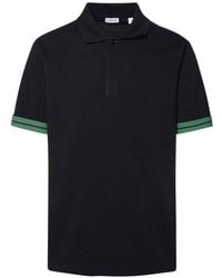 Burberry - Striped-Cuffs Short Sleeved Cotton Polo Shirt - Lyst