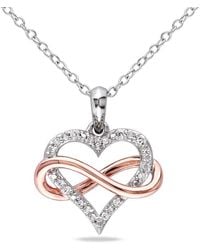 Amour - 1/10 Ct Tw Diamond Infinity Heart Pendant With Chain - Lyst