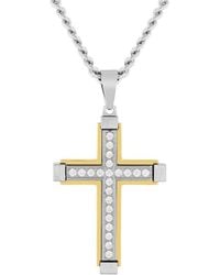Robert Alton - 1/2Ctw Diamond Stainless Steel Finish Cross Pendant - Lyst