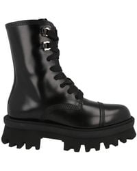 Ferragamo - Ferragamo Kira Leather Combat Boots - Lyst