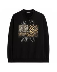 Roberto Cavalli - Animal Print Crewneck Sweatshirt - Lyst