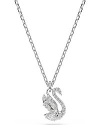 Swarovski - Swan Pendant, Mixed Cuts, Swan, Rhodium Plated - Lyst