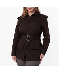 Burberry - Belted Button-Up Overshirt, Brand Size 2 Us - Lyst