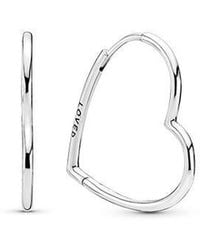 PANDORA - Ladies Sterling Asymmetrical Heart Hoop Earrings - Lyst