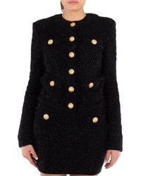 Balmain - Button-Fastening Round Neck Tweed Jacket - Lyst