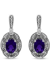 Haus of Brilliance - 925 Sterling Diamond Accent And 8X6Mm Oval Amethyst Stud Earrings (I-J Color, I1-I2 Clarity) - Lyst