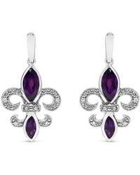 Haus of Brilliance - 925 Sterling Marquise Cut Amethyst And Diamond Accent Fleur De Lis Dangle Stud Earrings (H-I Color, Si1-Si2 Clarity) - Lyst