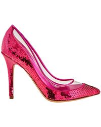 Valentino Ladies High Bows Fuchsia Pump 10.5cm Sequin Heels - Red