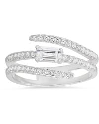 Kylie Harper - Sterling Baguette-Cut Cz Crossover Ring - Lyst