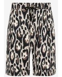 Roberto Cavalli - Leopard Print Drawstring Shorts, Brand Size 50 Waist - Lyst