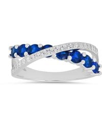 Kylie Harper - Sterling Sapphire Cz Crossover Ring - Lyst